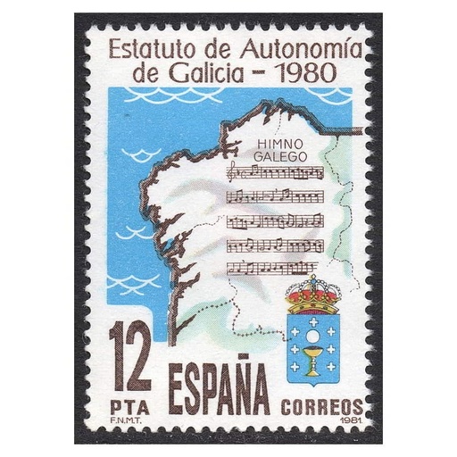 [D0319#] España 1981 [SLL] Estatuto de Autonomía de Galicia (MNH)
