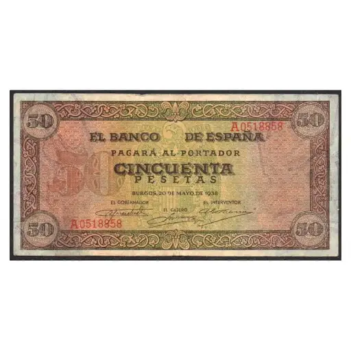 [C2525#] España 1938 [BLL] 50 pesetas. Estado Español (MBC)