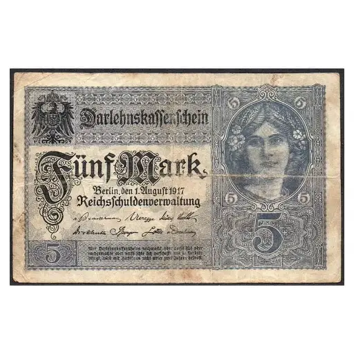[C2780#] Alemania 1917 [BLL] 5 marcos. Darlehnskaffenfchein (BC)