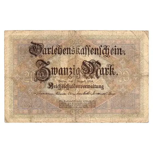 [C2813#] Alemania 1914 [BLL] 20 marcos. Darlehenskassenschein (BC-)