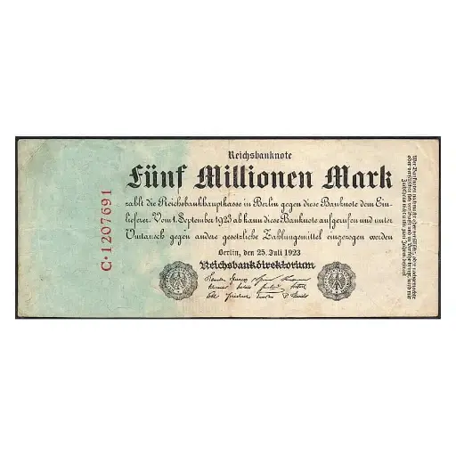 [C2829#] Alemania 1923 [BLL] 5.000.000 marcos. Reichsbanknote (MBC)