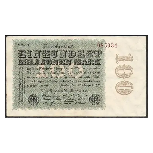 [C2831#] Alemania 1923 [BLL] 100.000.000 marcos. Reichsbanknote (MBC++)