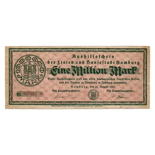 [C2833#] Alemania 1923 [BLL] 1.000.000 marcos. Notgeld. Hamburgo (BC)