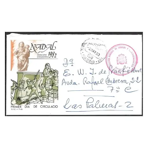 [C0181#] Andorra 1982 [SOB] Sobre con Franquicia de Filatelia (C)