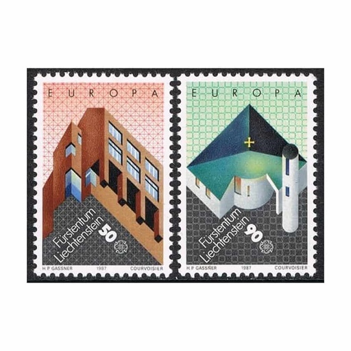 [C1946#] Liechtenstein 1987. Arquitectura Moderna (MNH) - MI 916-917