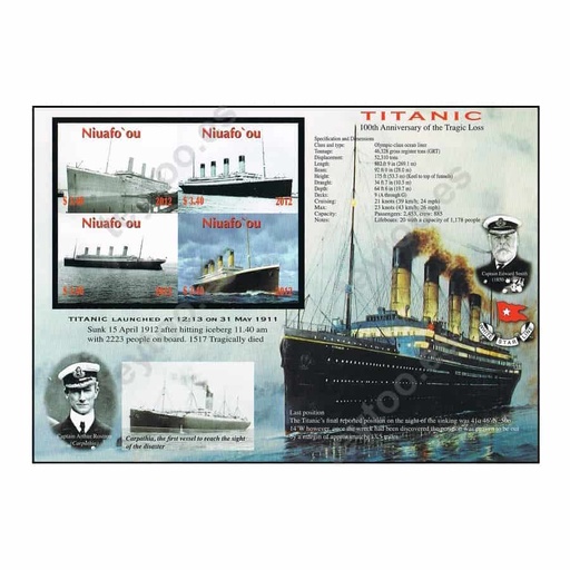 [D0211#] Niuafo'ou 2012. HB Hundimiento del Titanic (MNH) MI#469-472KB