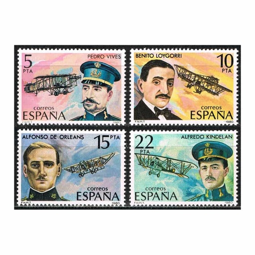 [D0348#] España 1980 [SLL] Serie Pioneros de la Aviación (MNH)