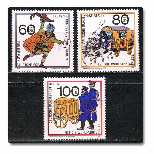 [C0888.1] Berlín 1989. Beneficencia. Historia del correo (MNH) MI#852-854